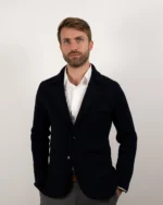 Blazer Yvain bleu marine en maille Milano 100 % laine mérinos