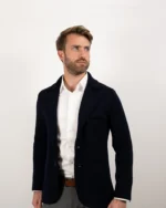 Blazer Yvain bleu marine en maille Milano 100 % laine mérinos – Image 2